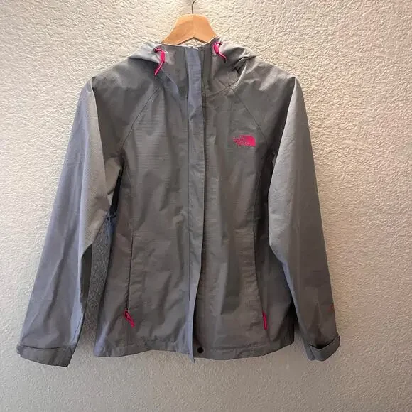 The North Face HyVent 2.5L Hooded Rain Windbreaker Jacket Gray Pink Women’s S - Picture 3 of 12